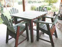 Patio table with deck chairs